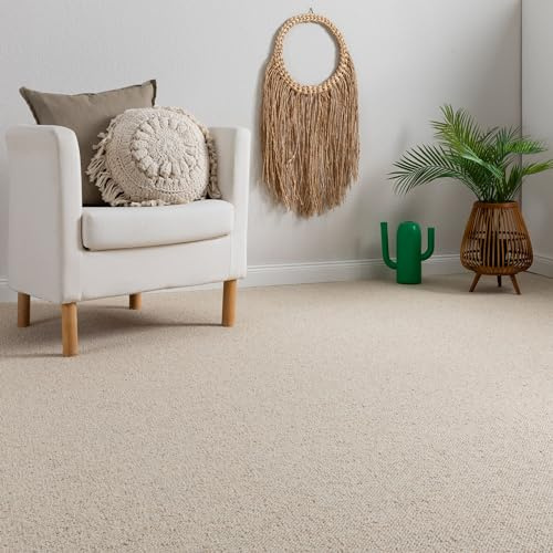 Steffensmeier Teppichboden Sydney Meterware | Auslegware Schlinge, 100% Schurwolle | Creme, Größe: 200x200 cm