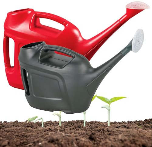 6L Slimline Watering Cans Red/Green Plastic Watering Can With Rose Head | Garden Plants Indoor & Outdoor Water Sprinkler For Easy Pouring & Better Control