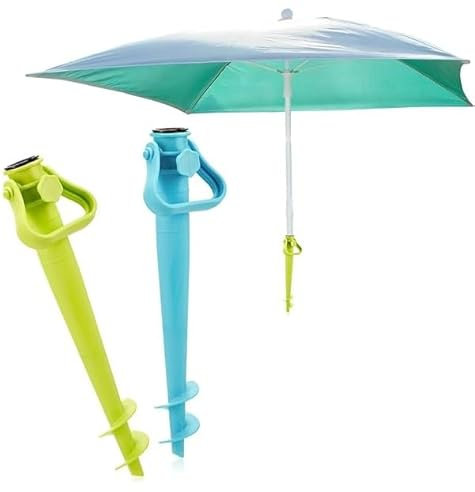 mille idee 2 Pezzi Picchietto per Ombrellone Trivella Supporto Puntale Ombrellone da Spiaggia cm.42