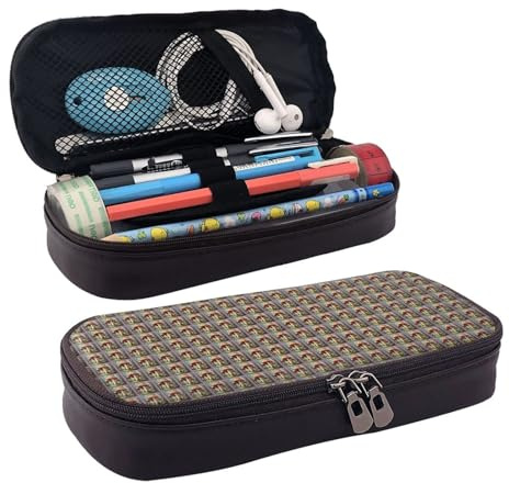 YHBLYKXP Trousse à crayons à rabat en cuir imprimé champignon japonais avec fermeture éclair, noir, Noir , Taille unique