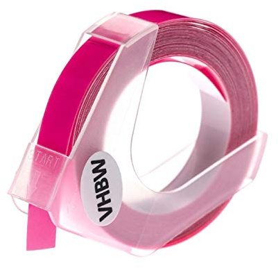 vhbw 3D Prägeband-Schriftband-Kassette kompatibel mit Dymo Omega Home S0717930 Etiketten-Drucker 3m x 9mm Weiß auf Neon-Pink
