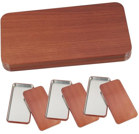 Hohopeti 4stücke Metall Aufbewahrungsbox Mit Deckel Vielseitiger Organizer Für Handyhüllen Und Zubehör Robuste Langlebige Blechdose Holzoptik Für Desktop-utensilien Und