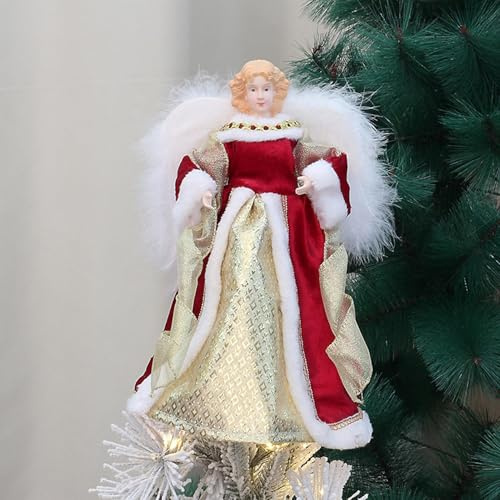Christbaumspitze Engel, Christbaumspitze Engel Mit Federflügeln, Christbaumspitze Engelfigur, Christbaumschmuck Engelanhänger Puppe 30cm Hoch