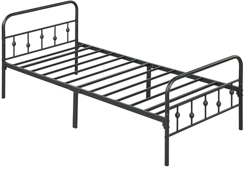 HOMCOM Bettrahmen Klappbares Bettgestell Lattenrost 206,9x91,8 cm Schwarz | Metallbett, Gästezimmer, Schlafzimmer