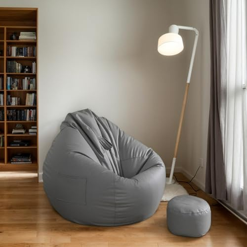 RICPYOIU Funda De Silla De Puf Tela Tecnológica Pufs Impermeables para Exteriores Redonda Grande Beige Suave Y Cómoda Sin Forro Ni Relleno para Muebles Sala De Estar Y Dormitorio,R,100 * 110cm