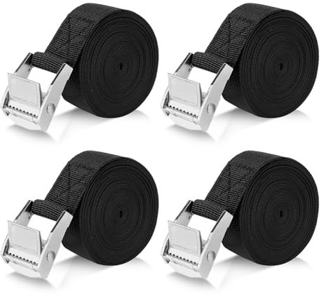 Romon Cinghie di Fissaggio 5M, Set di 4 Cinghie a Cricchetto con Fibbia da 25MM, Sicura del Carico Resistenza Fino a 250KG, Cinghia di Ancoraggio con Chiusura per Moto Bicicletta Truck