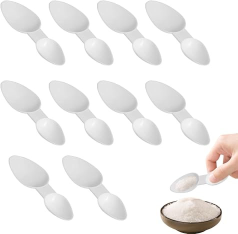 Spoon Plastic Reusable Medicine Spoon Double Sided Medicine Spoons White Cereal Powder Milk Powder Coffee Powder Washing Powder Seasoning Sauces for Home Outdoor Office Cooking