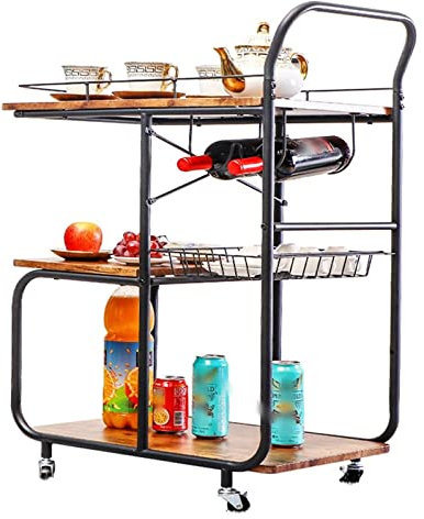 Industrieller Vintage-Barwagen mit rustikalem Holz und Metall, ideal für Hotels, Restaurants und Veranstaltungen im Freien, kreativer mobiler Küchenwagen zum Servieren von Cocktails und Getränken