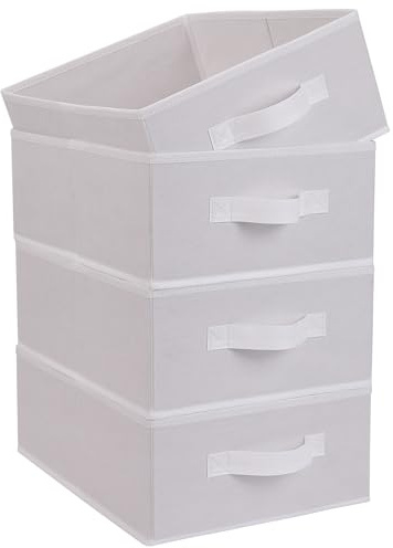 OVAKIA Aufbewahrungsboxen Stoff Groß Schubladen Organizer für Kleidung | 4er Set, 39 x 28 x 14 cm faltbare stabil aufbewahrungswürfel für kleiderschrank unterwäsche usw