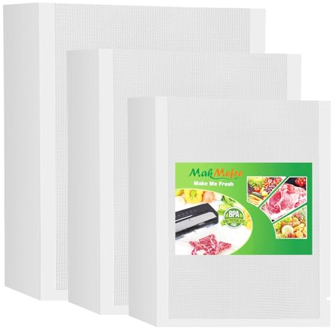 MakMeFre 150 Sacs50 de Chaque Taille 15x25cm et 20x30cm et 28x40cm Pour Machine Sous Vide,Sac Sous Congelation Vide Alimentaire sans BPA