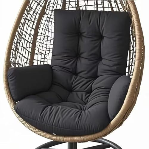 AQIGR Hängesessel Kissen, Garten Polster, Auflage für Hängeschaukel, Hängekorb Sitzkissen, Waschbar Schaukelstuhl Sitzkissen Hängestuhl Sitzauflage(Schwarz)