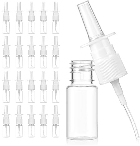 PUERFOCA 20 pièces flacons de spray nasal vide 10 ml, Réutilisable Flacon Pulvérisateur Nasal, Transparent Vaporisateur en Plastique, pour Parfum, Huiles Essentielles, Saline