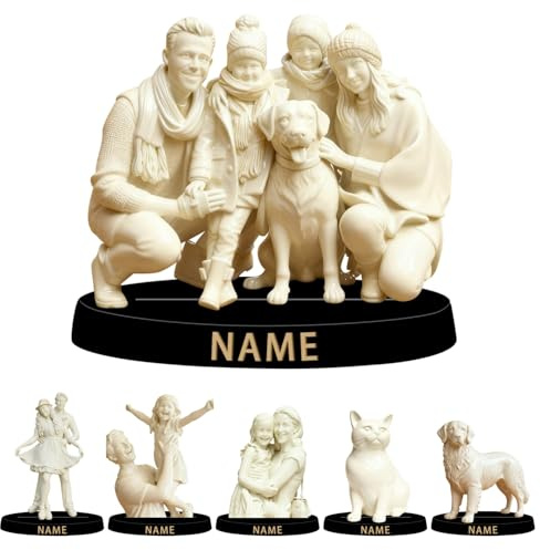 Reyrijf Personalizzato foto statua Segno di placca, foto personalizzata Retro scultura in metallo, acrilico immagine taglio & statua di ricordo di famiglia, ritratto regalo per matrimoni, famiglia
