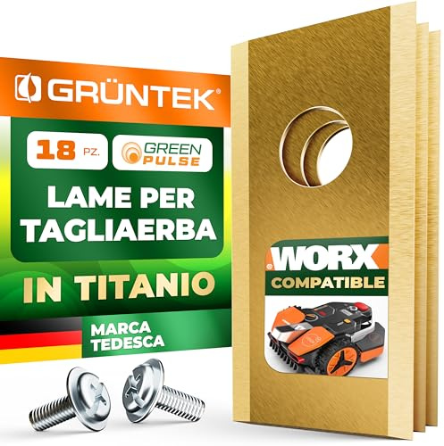 GRÜNTEK TiN-Coated Robotic Lawnmower Blades 18 pcs – Stainless Steel Replacement Blades with Screws | Precision Cut & Long Life | Compatible with Worx