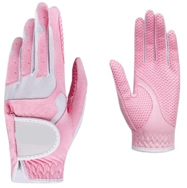 GIYXHU 2PCS Frauen Golf Handschuhe Weiche Mikrofaser Tuch Anti-Slip Atmungsaktive Outdoor Sport Protetive(Pink,18)
