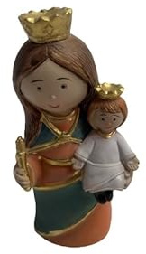 DRW Figura Virgen Maria Auxiliadora Infantil de Resina Pintada a Mano 10x3x4 cm