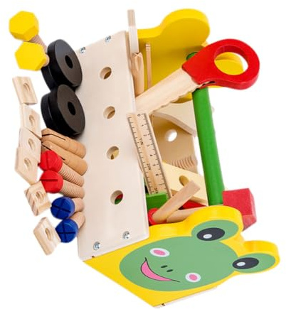 Beaupretty Coffret à Outils Jouet Bois pour Garçon Fille Motif Dessin Animé Multifonction Jouet Éducatif pour Garçons et Filles