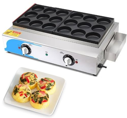 Sous vide-stil familjestorlek äggbitsmaskin för frukostbitar, smörgåsar, djup fyllning non-stick matlagningskammare, mångsidig multigrill för fluffiga omeletter, kyckling, lax, varma smörgåsar, 18 hål