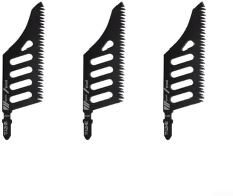 T142HB Jigsaw Blade with T Shank and Curve Design for Flush Cuts and Deep Reach in Wood, MDF, Aluminum, Compatible with For Electric Tools (3pcs)