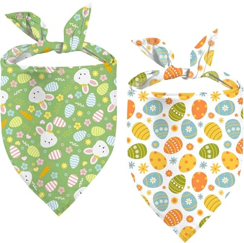 Hundehalstuch Ostern, 2 Stück Halstuch Hund Ostern, Hundehalstücher Set, Dreieckstuch Hund, Bandanas für Hunde, Haustier Halstuch für Hunde und Katze