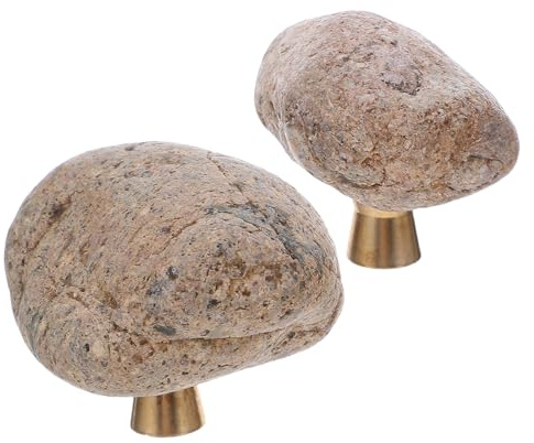 UKCOCO Maniglie in Pietra Naturale Irregolare 2 Pezzi, Pomelli Decorativi per Mobili Vintage, Maniglie per Cassetti e Armadietti, Accessori per Cucina e Camera da Letto, Installazione