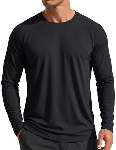 MAGCOMSEN Men's Long Sleeve Running Sports Top UPF 50+ Sun UV Protection Shirts Quick Dry Lightweight Gym T-Shirt