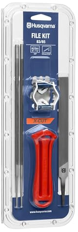 Husqvarna Kettensäge Schärfset C83 C85 3/8 1,5 mm – Professionelles Kettenfeilen-Set mit Feilenhalter, Tiefenbegrenzer und 5,5 mm Rundfeilen für präzises Schärfen