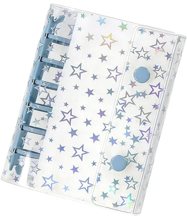 de encuadernación - 11 cm de purpurina con estrella de PVC, protector de planificador reutilizable para hojas sueltas A7, carpeta organizadora elegante, cubierta de diario para la oficina, la