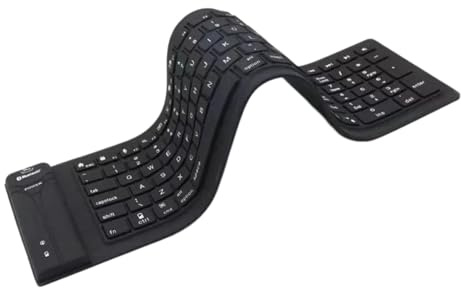 Clavier Bluetooth pliable en silicone, enroulable étanche, portable, silencieux, sans fil, souple et flexible pour voyage, ordinateur portable, PC, tablette
