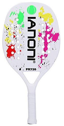 IANONI Strand tennisracket kolpaddel fiber grusansikte med EVA minnesskum kärna strand tennisraquet (vit)