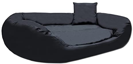 Odol-Plu Hundebett Hundekissen Hundesofa Hundekorb Katzenbett Tierbett 110 cm x 80 cm, XXL, wasserdicht (Schwarz)