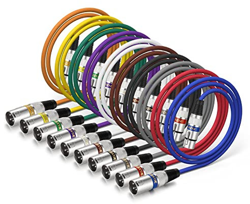 EBXYA Câble XLR Câble Jack XLR Cable dmx Mâle à Femelle Câble de Microphone Professionnel 1M 10pack