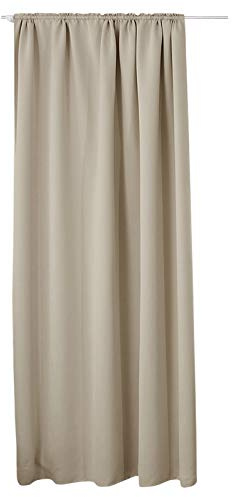 Laneetal Thermovorhang, Verdunklungsvorhang für Wohnzimmer Schlafzimmer, Blickdicht, mit Kräuselband für Schiene, 250g/m² Schwere Wärmeisolierende, 140 x 175 cm, Sand