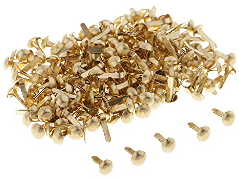 Sharplace 200 Stück Metall Brads Gold, Mini Bastel Brads Musterbeutelklammern, Metall Rundkopfklammern, Musterklammern Rundkopf Klein für Schule Büro Basteln Handwerk DIY Scrapbooking Handwerk, 4,5mm