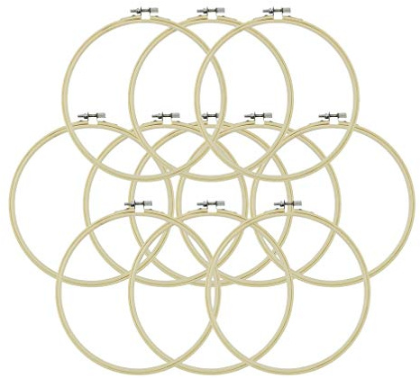 Exceart 12 Stücke Stickrahmen Runde Stickrahmen Bambus Kreis Kreuzstich Hoop Ringe für Kunsthandwerk Handliches Nähen 25 cm