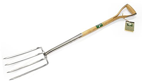 Greenman Ergonomic Digging Fork Stainless Steel Heavy Duty Ash Handled 116cm (46) x 18cm (7)