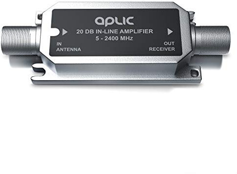 Satelliten Leitungsverstärker Inline 5 MHz – 2400 MHz – SAT Verstärker 20 – Anschluss über F-Anschlussbuchsen – zur Anhebung von Signalen – DiSEqC, Unicable, SatCR, HDTV, Ultra HD, UHD, DVB-S2