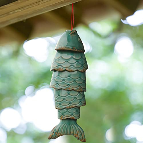 LYEAA Carillon à vent en forme de carpe koï, couleur métal vintage, pour décoration de jardin, extérieur, bord de mer, terrasse, maison, décoration d'intérieur ou d'extérieur