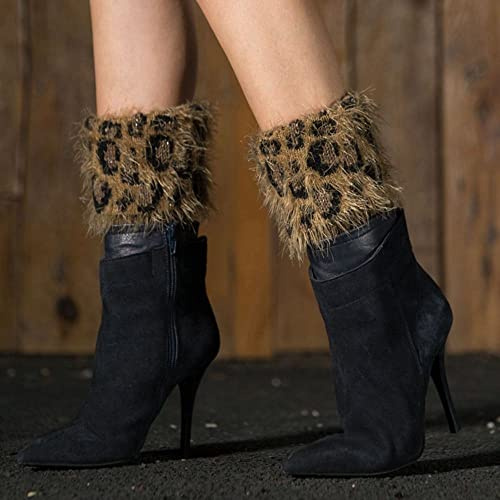 LUMoony 1 Paar Damen Winter Crochet Kurze Socken Legwarmer Damen Faux Pelz Bein Wärmer Socken Stiefel Kunstpelz Stiefelstulpen Beinwärmer Strick Beinstrümpfe Warme Gestrickte Stiefelmanschette Socken