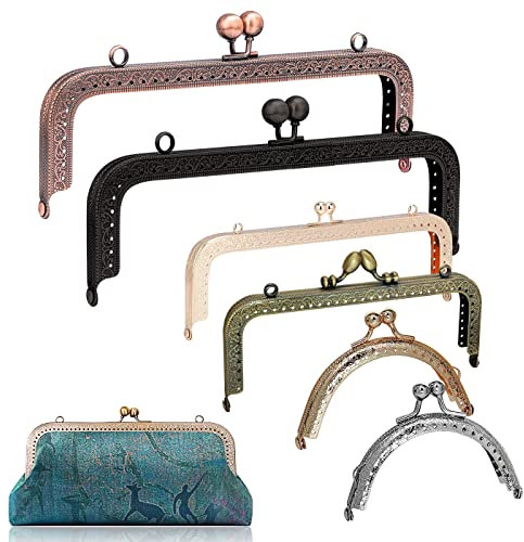 Taschenrahmen Verschluesse, 6Pcs Metall Taschenrahmen Taschenbügel,Metall Kuss Verschluss Rahmen Vintage Geldbörsenverschlüsse für DIY Geldbeutel Handtasche Taschenzubehör