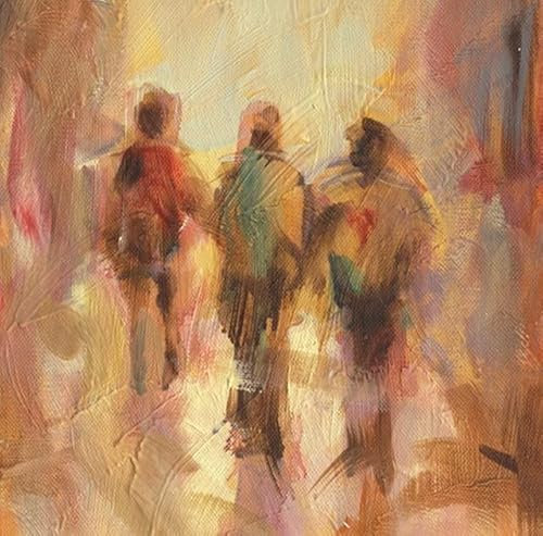 adrium Acryl-Bild 50 x 50 cm: Gehende Menschen handgemachtes Ölgemälde auf Leinwand (55509802)