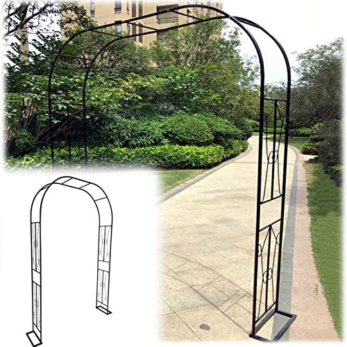 Metall Stabil Rosenbogen Torbogen Für Kletterpflanzen, 1,2 M, 1,5 M, 1,8 M, 2 M, 2,4m, 2,6 M, 2,8 M Gartentorbogen Pergola Spalier Mit Sockel, Für Zeremonien, Partys, Hinterhöfe, Rasen(Color:Black,Siz