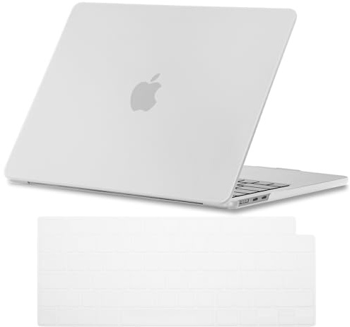 NJIAONE Hülle Kompatibel mit MacBook Air 13,6 M4 M3 M2 2022 2024 2025 Modell: A3240 A3113 A2681, Hart Schalen Hülle Kunststoff mit EU Tastaturabdeckung Schutzhülle Case - Matt Transparent