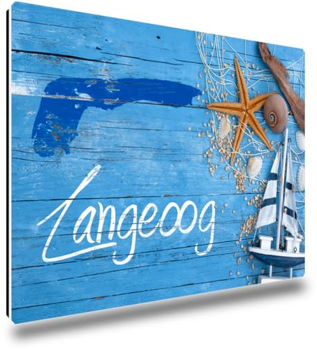 TRIOSK Kühlschrankmagnete Nordsee Magnet Insel Langeoog Spruch Souvenir Geschenk Maritim für Reiselustige Frauen Männer Nordseeliebhaber Kühlschrank stark eckig groß 85x55 mm