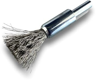 Lot de 10 brosses rotatives métalliques en bout Ø 12 mm | Forme pinceau sur tige Ø 6 mm | Fil INOX Ø 0,20 mm souple | Pour perceuse ou visseuse à mandrin | Brossage et décapage | Kibros 20IV12x10