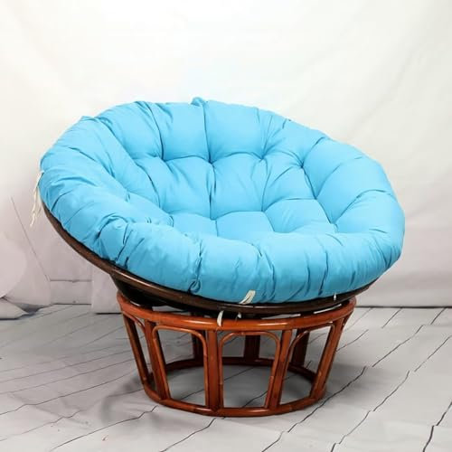 Hovoto Papasansessel Kissen, Papasan Sitzkissen für Hängesessel, Rund Papasan Sessel, Bequem Weich Sitzkissen, Hängesessel Kissen für Korbsessel, Garten Stuhlauflag, Himmelblau, 120 * 120cm