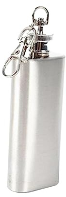 Flasque de Poche en Acier Inoxydable 56ml avec Porte-clés | Couvercle Plat, Argenté, 1 Pièce, Étanche et Anti-fuite, Format 2 Oz, pour Randonnée et Chasse