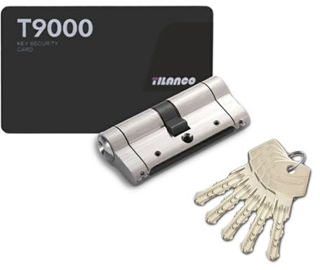 Cerradura de cilindro 35 40 mm, Anti-Ruptura Cerradura de cilindro de embutir de doble apertura con llave AB, 5 llaves principales y tarjeta de código