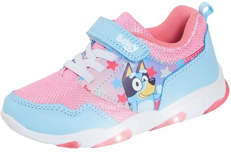 Bluey Chaussures de sport lumineuses pour filles, chiots, faciles à attacher, chaussures de sport avec lumières LED clignotantes, rose, 26.5 EU
