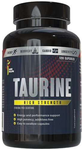 Taurine Amino Acid for Energy & Fitness, 120 Capsules - Pure L-Taurine, Pre Workout for Runners, Gym, Cycling - Endurance, Muscle Strength & Recovery - Vegan, Made in The UK